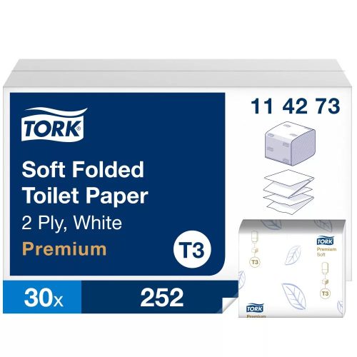 Tork Soft Folded hajtogatott toalettpapír - 2 rétegű, hófehér, 252 lap (Karton - 30 csg)