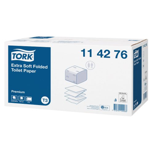 Tork Extra Soft Folded hajtogatott toalettpapír - 2 rétegű, hófehér, 252 lap (Karton - 30 csg)