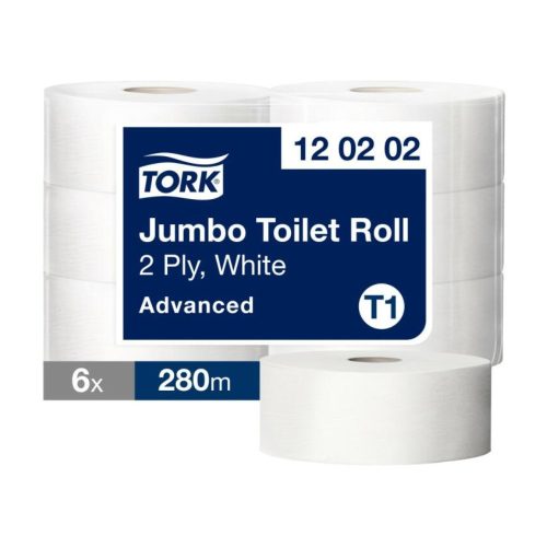 Tork Jumbo toalettpapír 26cm átm. - 2 rétegű, hófehér, 280m (Karton - 6 tek)