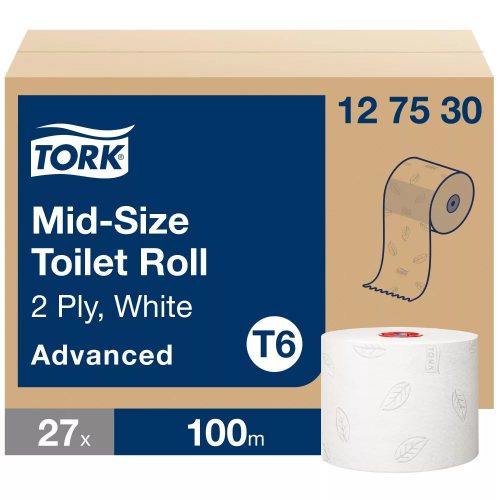 Tork Mid-size toalettpapír - 2 rétegű, hófehér, 100m (Karton - 27 tek)