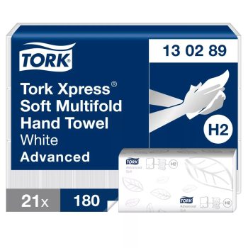  Tork Xpress® Soft Multifold hajtogatott kéztörlő - 2 rétegű, hófehér, 180 lap (Karton - 21 csg)
