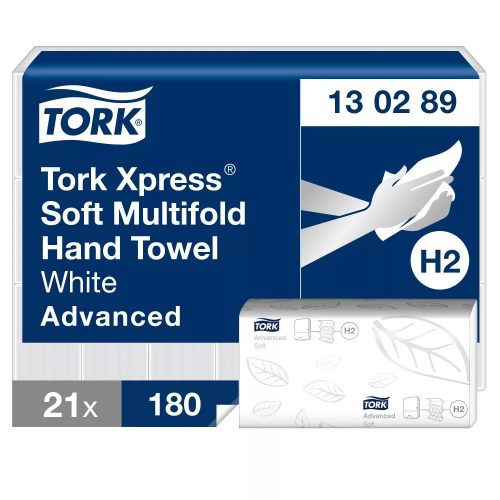 Tork Xpress® Soft Multifold hajtogatott kéztörlő - 2 rétegű, hófehér, 180 lap (Karton - 21 csg)