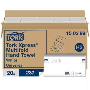   Tork Xpress® Multifold hajtogatott kéztörlő - 2 rétegű, fehér, 237 lap (Karton - 20 csg)