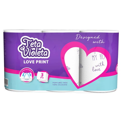Violeta Love háztartási papírtörlő - 3 rétegű, 3 tekercs