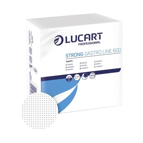 Lucart Strong Gastro Line 600 szalvéta - 1 rétegű, hófehér, 18x18cm, 600 lap