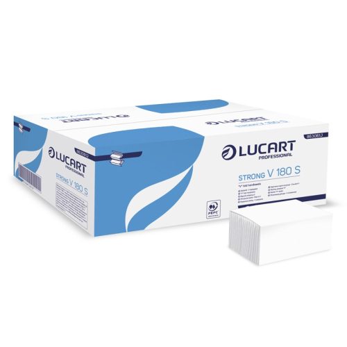 Lucart Strong V180S hajtogatott kéztörlő - 2 rétegű, hófehér, 180 lap (Karton - 18 csomag)
