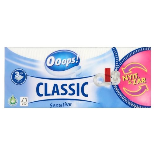 Ooops! Classic papírzsebkendő Sensitive - 3 rétegű, 90db