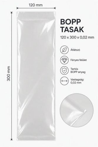 BOPP tasak 120x300x0,02 mm (100 db)