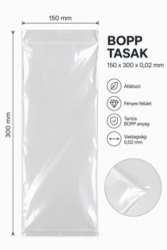 BOPP tasak 150x300x0,02 mm (100 db)