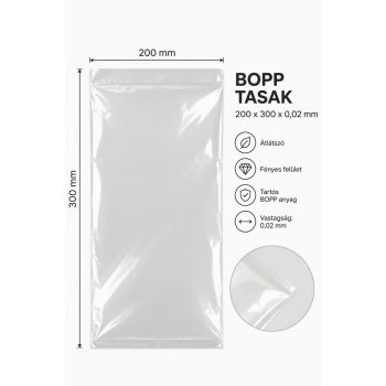BOPP tasak 200x300x0,02 mm (100 db)