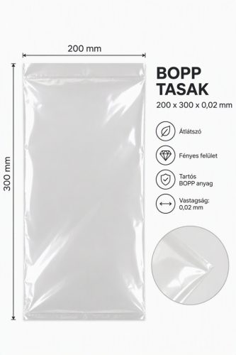 BOPP tasak 200x300x0,02 mm (100 db)