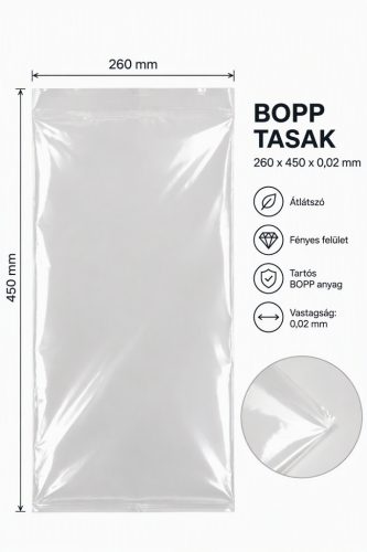 BOPP tasak 260x450x0,02 mm (100 db)