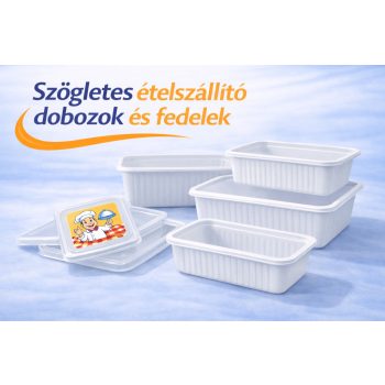 Szögletes ételszállító dobozok és fedelek